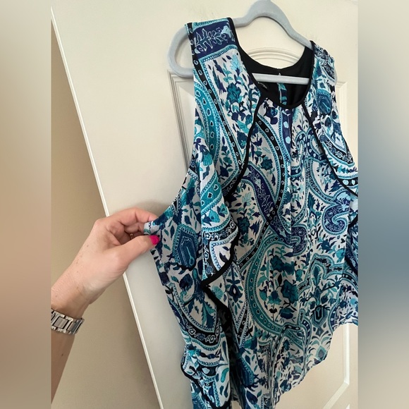 AB Studio Sleeveless Patterned Ruffle Detailed Blouse Women’s Size 3X - Picture 9 of 16